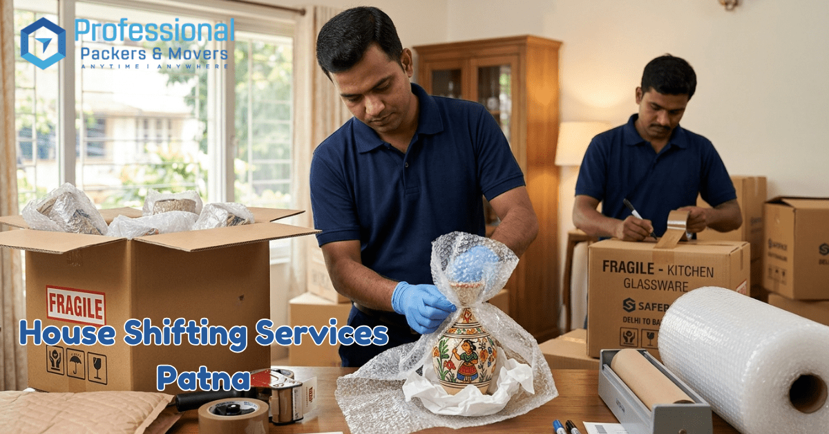 house shifting services Patna by Professional Packers And Movers handling household relocation safely