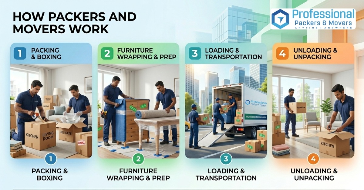 how packers and movers work during home shifting